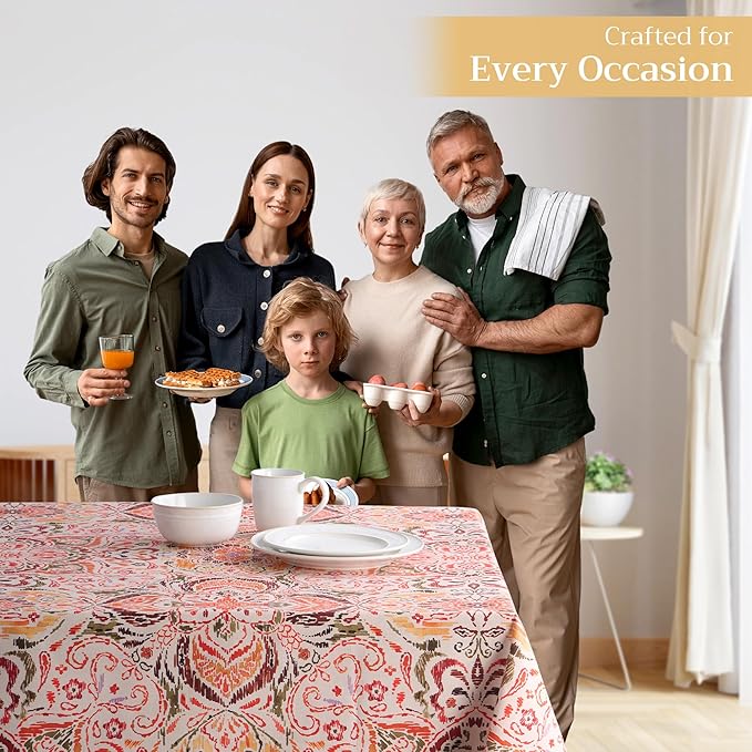 Maison d' Hermine Table Cloth Rectangle Table 100% Cotton 60 x 90 Inches Fall Tablecloth Reusable Everyday Use for Thanksgiving Christmas Decorations Dining Farmhouse Party (Damask)