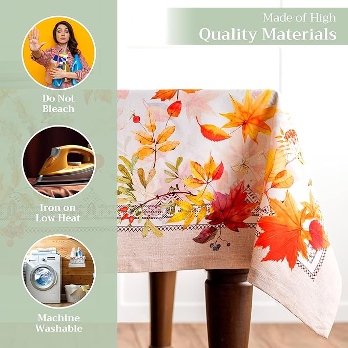 Maison d' Hermine Table Cloth Rectangle Table 100% Cotton 70 x 120 Inches Fall Tablecloth Reusable Everyday Use for Thanksgiving Christmas Decorations Dining Farmhouse Party (Amarante)