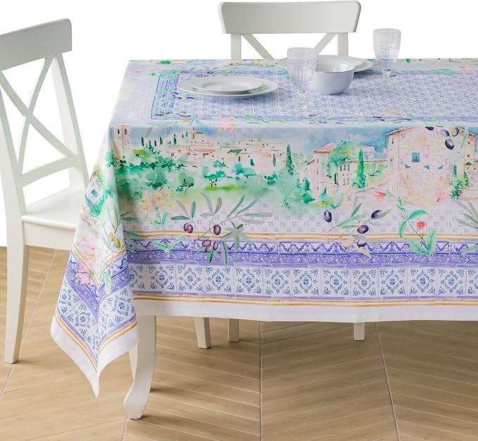 Maison d' Hermine Premium Table Cloth Rectangle Table 100% Combed Cotton 140 x 70 Inches Tablecloth Reusable Decorative for Dining Room, Farmhouse, Home, Party, Festive & Wedding - Luberon