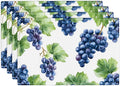 Grape Placemats Set of 4, Blue Grapes Place Mats, Fruit Waterproof Washable Table Mats for Home Party Indoor Kitchen Dining Table Decoration 12x18 Inch