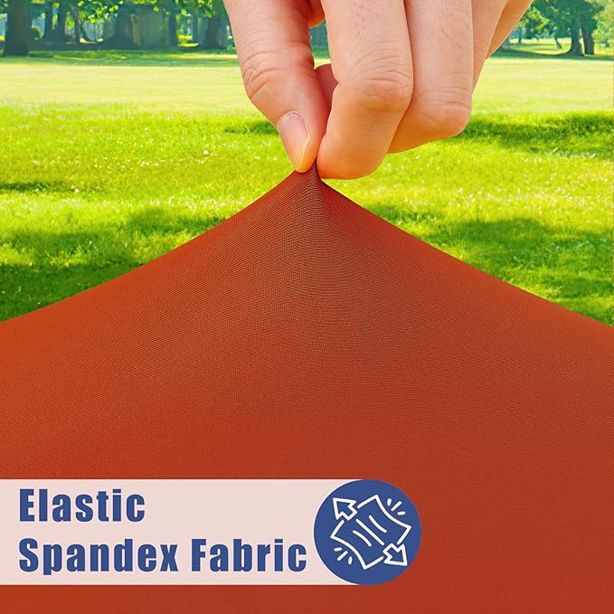 Round Spandex Tablecloth, Elastic Fitted Waterproof Tablecloths for 57"-68" Tables, Stretch Washable Picnic Table Cover for Camping, Dining, Indoor and Outdoor, Rust