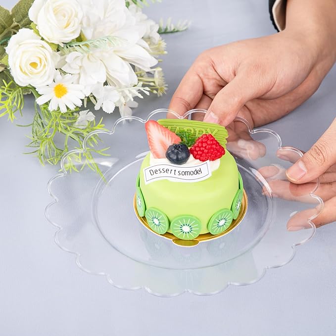 LIYH 200 Pcs Clear Plastic Plates and Gold Forks Disposable Dessert Plates 7.5" Clear Cake Plate,Baby Shower Plate Set for Weddings Birthday Bridal Showers Afternoon Tea