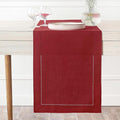 D'Moksha Homes Linen Red Table Runner 72 Inches Long - 100% Pure Linen Hemstitch Table Runner 14 x 72 Inch for Dresser, Dining, Valentines, Spring - Classic Hemstitch