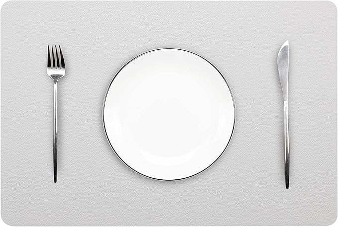Wipeable Placemats Leather Table Mats Waterproof Heat-Resistant Easy to Clean for Dining Table Set Kitchen Table (6, Slate Grey)
