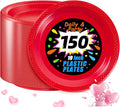 WELLIFE Red Party Plates 10 Inch -150 Count, Plastic Disposable Plates for Valentine's Day Dinner Party Easter Mother's Day