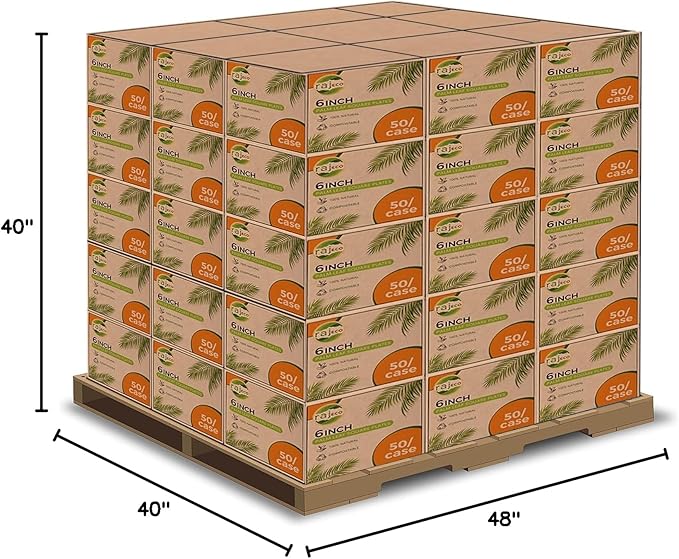 Raj Palm Leaf Plates Bulk [50-Pack] 6" Square Plates(200 Cases - 10,000 PACK) like Bamboo plates Disposable, Strong, Decorative Compostable Tableware for weddings, Lunch, Dinner, Birthday,Outdoor