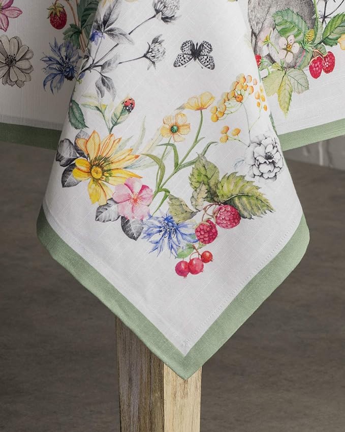Maison d' Hermine Table Cloth Rectangle Table 100% Cotton 70 x 140 Inches Tablecloth Reusable Decorative for Dining Room Farmhouse Home Valentines Day Decorations Spring Summer - Printemps