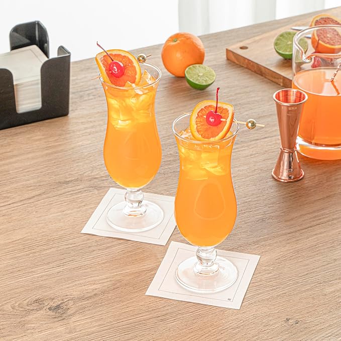 Vetri 15.5 Ounce Party Glasses, 6 Dishwashable Pina Colada Glasses - No Lead, Durable, Clear Glass Tulip Drinking Cups For Tropical Cocktails, For Alcoholic And No-Alcoholic Drinks - Restaurantware