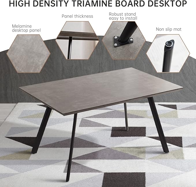 ZckyCine Modern 7-Piece Rectangular Wooden Dining Table Set with 6 Soft Dining Chairs in Grey, 46.5" (Depth), 35.4" (Width), 29.9" (Height), Antique Finish, Suitable for Dining Room