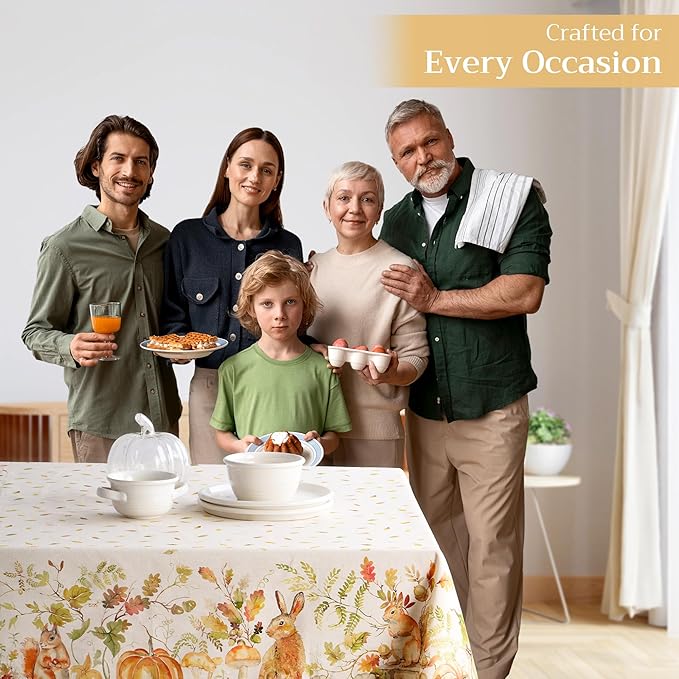 Maison d' Hermine Table Cloth Square Table 100% Cotton 60 x 60 Inches Fall Tablecloth Reusable Everyday Use for Thanksgiving Christmas Decorations Dining Farmhouse Party (Pumpkin Passion)