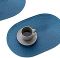 FunWheat Oval Braided Placemats Set of 8 Table Mats for Dining Tables Washable Heat Resistant Place Mats for Indoor Outdoor Use 12 x18 Inch(Oval Blue, 8pcs)