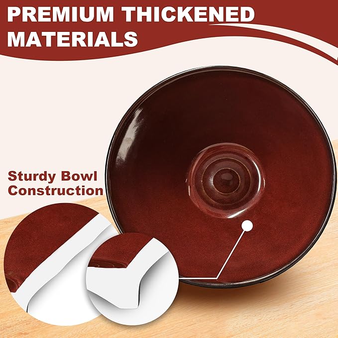 8-Inch 4 Sets Ceramic Ramen Bowl (16 Piece) - Japanese Porcelain Dishwasher Microwave Safe Salad Noodles Cereal Pasta Soup Large Bowls with Chopsticks Forks Spoons for Men Women Housewarming Gift