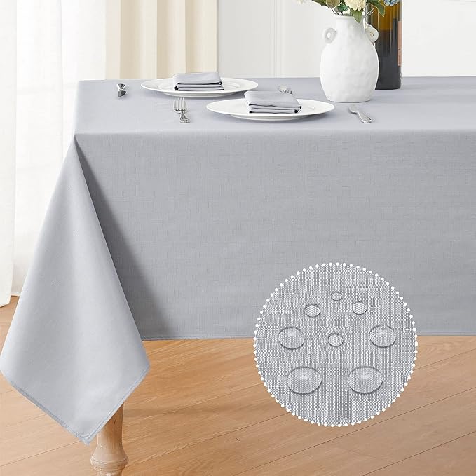 Textured Rectangle Tablecloth 60x144 inch Table Cloth Water Resistant Wrinkle Free Spill-Proof, Decorative Fabric Table Cover Washable for Banquet Parties Event Holiday Dinner, Light Grey