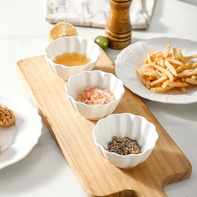 UIBFCWN 12 Pack 4oz Soy Sauce Dishes, Ceramic Dipping Sauce Bowls/Cups, 3.6inch Small Dip Bowls for Ketchup, Soy Sauce, Sushi, Condiments, Side Dishes, Microwave & Dishwasher Safe
