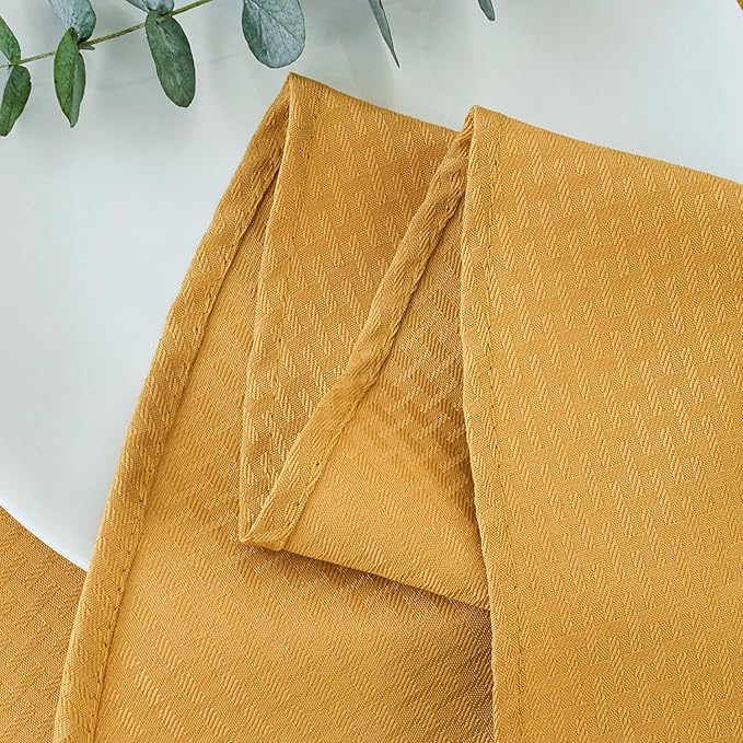 maxmill Round Weaved Texture Design Tablecloth Spill-Proof Wrinkle Free Soft Washable Table Cloth for Circular Table Cover, for Dining Room Banquet Parties Holiday Dinner, 70 Inch Ochre Yellow