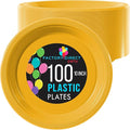 Party Solids Yellow Plastic Plates For Party 10" Yellow Disposable Plates Heavy Duty 100 Pcs Plastic Dinnerware Sets Heavy Duty 350 GSM Disposable Dinnerware Set
