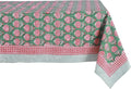 ATOSII Roma Green 100% Cotton Fall Autumn Rectangle Tablecloth, Hand Block Print Washable Table Cover, Christmas Parties Buffet Dining, Weddings, Thanksgiving, Preppy Decor 60 X 108 Inches 8 Seater