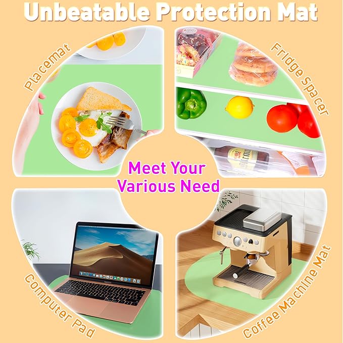 Oval Silicone Placemat Set of 4,Heat Resistant Placemats, Silicone Table Mats,Non-Slip Dining Mat for Home,Waterproof Easy Clean Kids Placemats,17"x12" Ultra-Thin Translucent (4Pcs, Green)