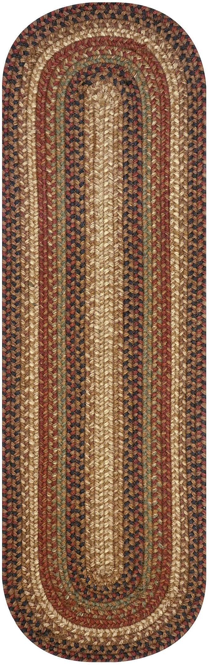 Homespice Gingerbread Jute Braided Table Runner, Warm Country Decor, Set of 2, Brown Oval 8x28 - Rich Colors, Easy to Clean, Durable and Protects Furniture
