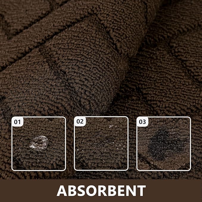 hicorfe Kitchen Rugs and Mats Sets,2 Pieces Super Absorbent Polypropylene Non-Slip Rug,Soft Comfort Floor Mat,Washable for Kitchen,Hallway,Office,Sink,Laundry(20" x 32" + 20" x 59",Coffee