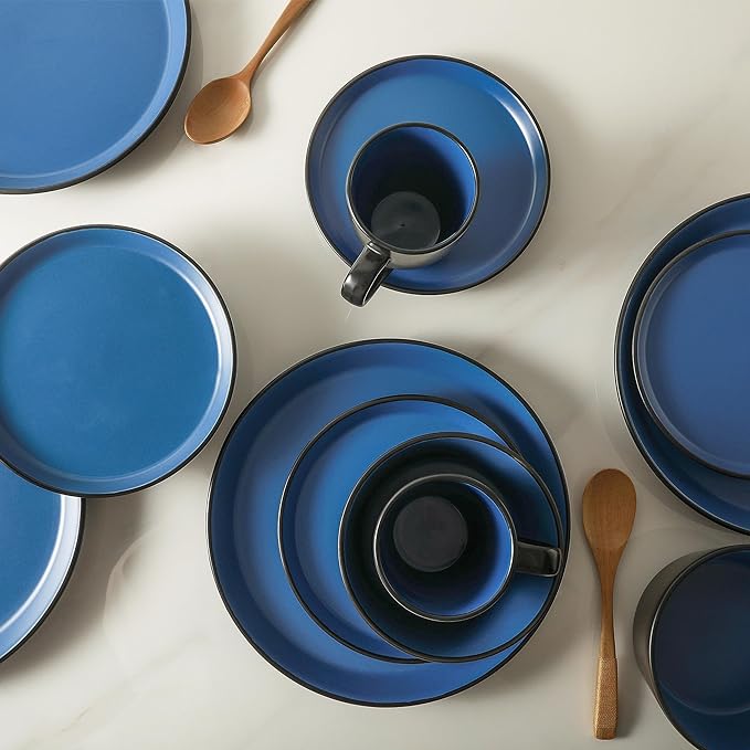 SERVICE FOR 4 - Total of 16 pieces including 8 dinner plates (10”), 4 salad plates (7.5”), 4 bowls (5.75”), and 4 mugs (12 oz), making it the perfect set to service 4 people