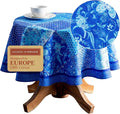 Maison d' Hermine Table Cloth Round Table 100% Cotton 69 Round Inches Tablecloth Reusable Decorative for Dining Room Farmhouse Home Valentines Day Decorations Spring Summer - Indigo Love