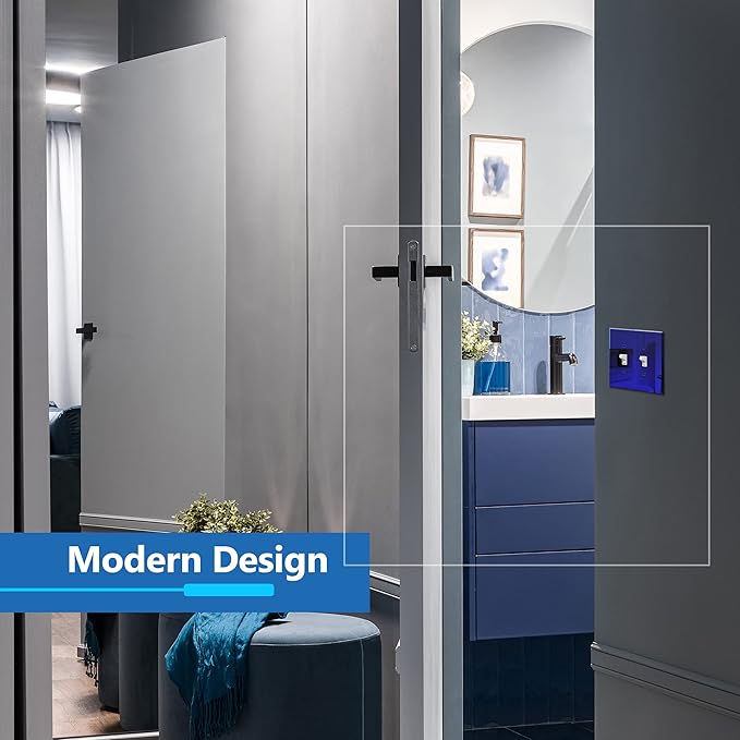 LIDER Double Toggle Switch Acrylic Wall Plate, Mirrored Dual Light Switch Plate, Plexiglass Switch Cover, Reflective Finish, Modern Decoration Upgrade, Oversized 2-Gang 5.25" x 5.25", Blue