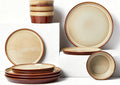 Dinnerware Set for 4, Ceramic Dish Sets, Plate and Bowl Set, Microwave & Dishwasher Safe Dishware Set, Chip & Scratch Resistant Dinner Set, No Two Are Alike, Amber Brown