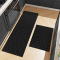 hicorfe Kitchen Rugs and Mats Sets,2 Pieces Super Absorbent Polypropylene Non-Slip Rug,Soft Comfort Floor Mat,Washable for Kitchen,Hallway,Office,Sink,Laundry(24" x 35"+24" x 71",Black)