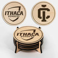 LazerEdge Ithaca Bombers Wooden Coaster Set - Maple Wood - Officially Licensed Product - 4-Pack