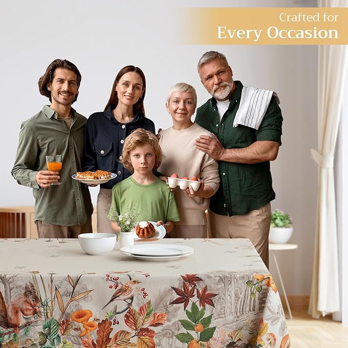Maison d' Hermine Table Cloth Square Table 100% Cotton 54 x 54 Inches Fall Tablecloth Reusable Everyday Use for Thanksgiving Christmas Decorations Dining Farmhouse Party (Recolte)