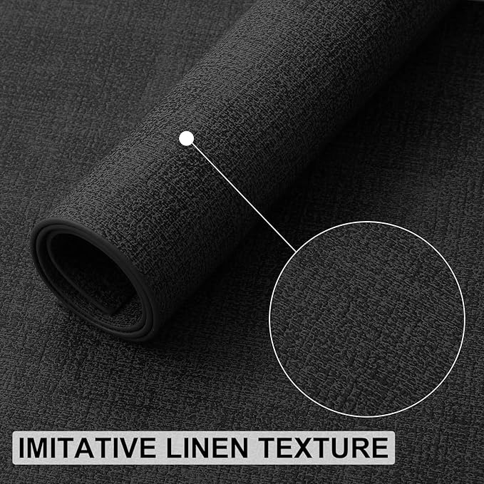 homing Faux Leather Heat Resistant Placemats 6 Packs, Waterproof Wipeable Dining PU Place Mats for Indoor & Outdoor, Easy to Clean, Black