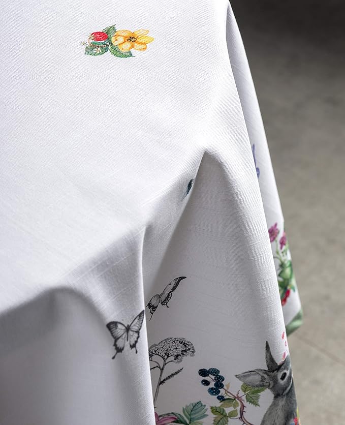 Maison d' Hermine Table Cloth Round Table 100% Cotton 69 Round Inches Tablecloth Reusable Decorative for Dining Room Farmhouse Home Valentines Day Decorations Spring Summer - Printemps
