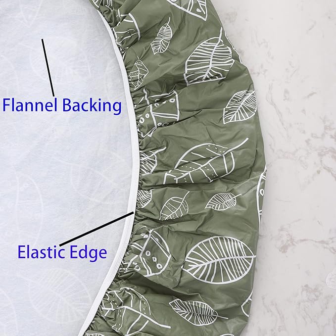 Walrus Round Vinyl Fitted Tablecloth with Flannel Backing Elastic Edge Design Table Cover Waterproof Oil-Proof PVC Table Cloth Stain-Resistant Best for 45"-56" Round