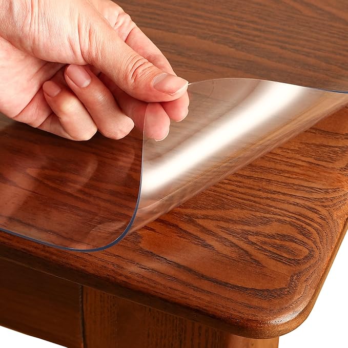 Clear Table Cover Protector Rectangle 12x28 Inch, 1.5mm Transparent Plastic Table Protector Waterproof, Anti-Scratch Clear Desk Mat for Office Desktop Dresser Dining Table, FDA Compliant