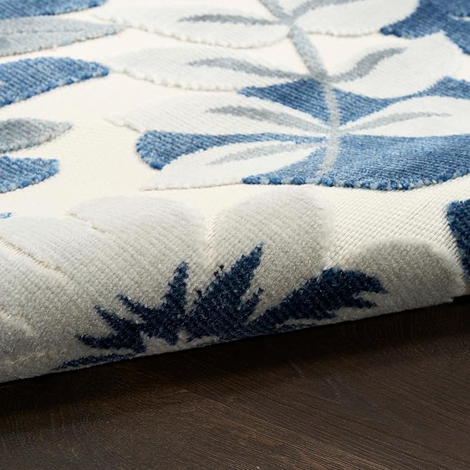 Nourison Home Suncoast Blue 4' x 6' Area Rug - Easy Clean, Non Shedding, Bed Room, Living Room, Dining Room, Kitchen (4' x 6')