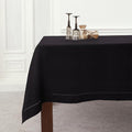 Solino Home Black Linen Tablecloth 60 x 156 Inch - Classic Hemstitch, 100% Pure Linen Rectangular Tablecloth - Machine Washable Table Cloth for Spring, Easter