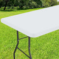 Smiry Rectangle Tablecloth, Elastic Fitted Flannel Backed Vinyl Tablecloths for 6ft Folding Tables, Waterproof Wipeable Table Covers for Indoor, Outdoor, Picnic and Camping (White, 36"x72")