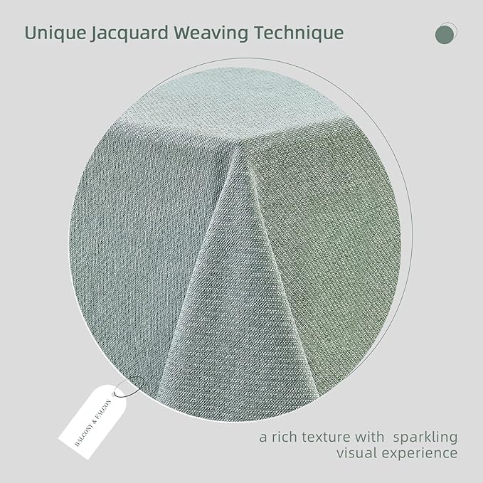 BALCONY & FALCON Rectangle Tablecloth Jacquard Style Water Resistant Table Cover for Dining Kitchen Cafe Parties Easter Spring Summer and Outdoor Use (Sage Green, 55 x 95 inch)