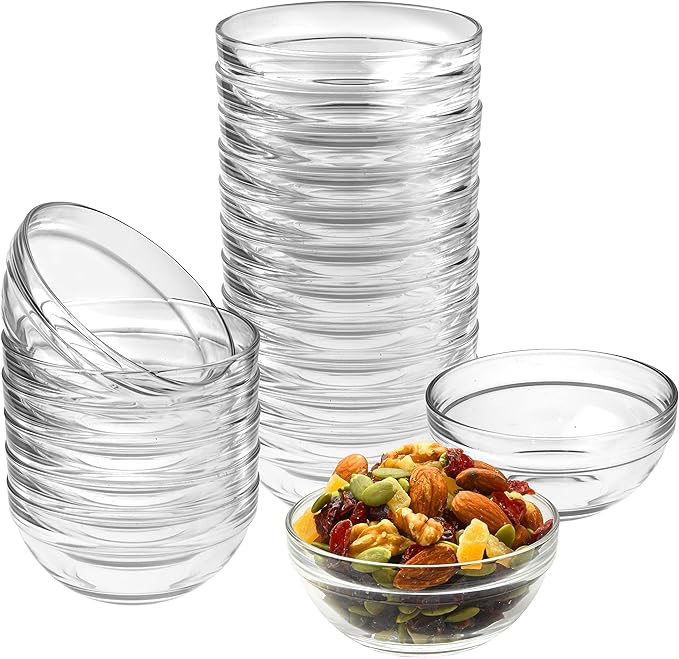 Mini 3.5 Inch Small Glass Bowls - Small Bowls Perfect for Prep, Dips, Nuts, or Candy - Meal Prep Bowls or Dessert Bowls, Set of 18