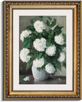 InSimSea Retro Gold Framed Wall Art, Home Room White Hydrangea Vintage Wall Decor, Canvas Print Artwork, Farmhouse Country Decor, Antique Picture Frame Floral Paintings, 11x14 Inch