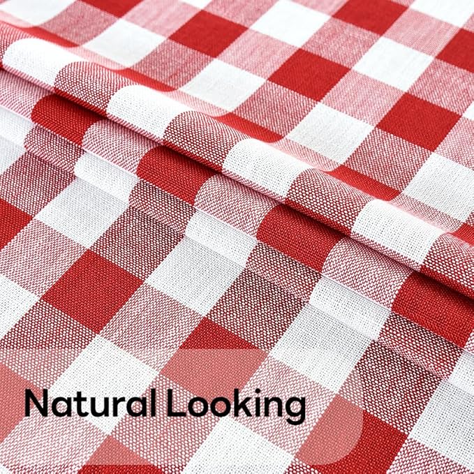 Gingham Tablecloth Rectangle Table Cloth Heavy Duty Cotton Checkered Table Cover for Spring Picnic Kitchen Dining(C-Red, 52x70 inch)