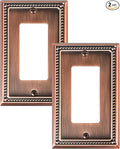 2-Pack Decorator Outlet Cover Plate, Decorative Switch Plates and Outlet Covers, Antique Copper Metal Wall Plates for Electrical Outlets, Receptacle, GFCI Outlet, Dimmer Switch