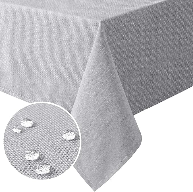 H.VERSAILTEX Linen Textured Table Cloths 54 x 70 Inch Premium Solid Tablecloth Spill-Proof Waterproof Table Cover for Dining Buffet Feature Extra Soft and Thick Fabric Wrinkle Free, Grey