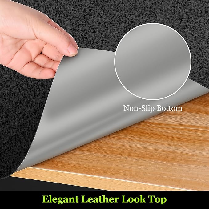 Warmstar Leather Table Cover 14 x96 Inch, 1.8MM Thick PVC Table Protector Waterproof, Desk Cover Protector Non-Slip Table Pad for Kitchen, Dresser, Gaming Desk,Dining Room Table