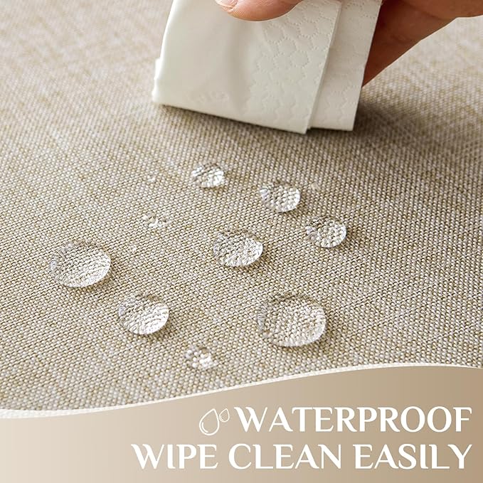 Softalker Large Beige Tablecloths Rectangular 144 x 60 inch Linen Textured Table Cloth Outdoor Waterproof, Stain and Wrinkle Resistant, Table Cloths for 6/8/10 Foot Rectangle Tables Decor for Spring