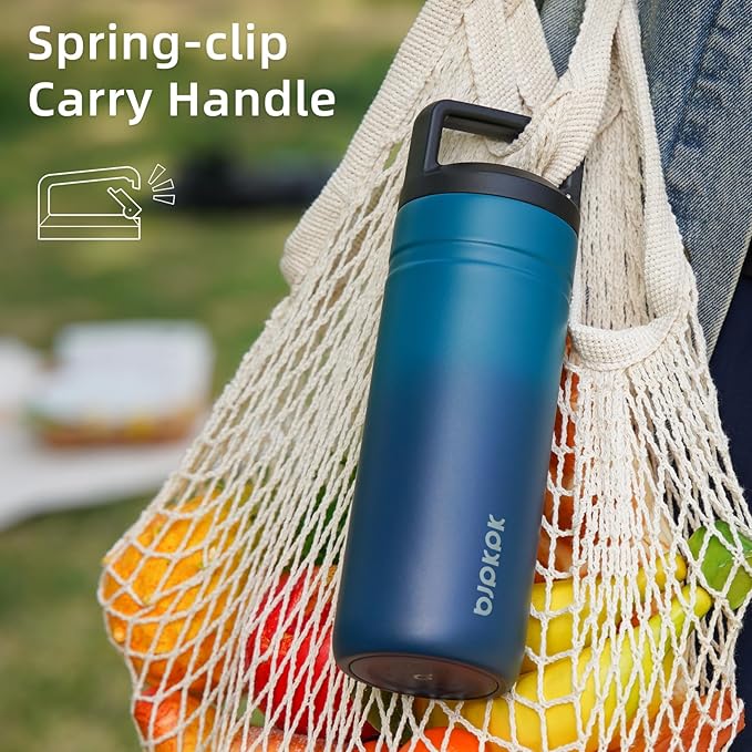BJPKPK Insulated Water Bottle with 2 Lids,20 oz Double Wall Stainless Steel Vacuum Tumbler Travel Coffee Mug,Wide Mouth Thermal Cup,Sapphire Blue
