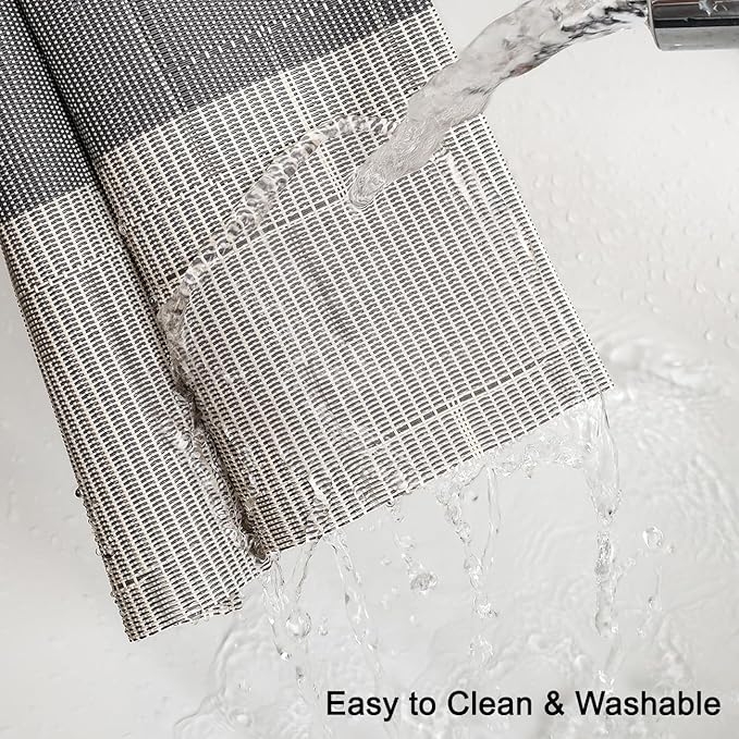 Placemats Set of 4, Vinyl Woven Place Mats Indoor Set of 4 Washable Wipeable PVC Table Mats Heat-Resistant Non Slip Placemat for Kitchen Dining Outdoor Table (Beige Dark Gray, Set of 4)