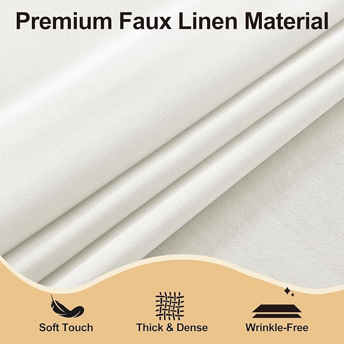 JIUZHEN Faux Linen Round Tablecloths 102 inch, Decorative Wrinkle Free Texture Rustic Circle Table Cloth Cover for Kitchen, Dining, Party, Wedding, Outdoor Use (102 Inch Round,White)