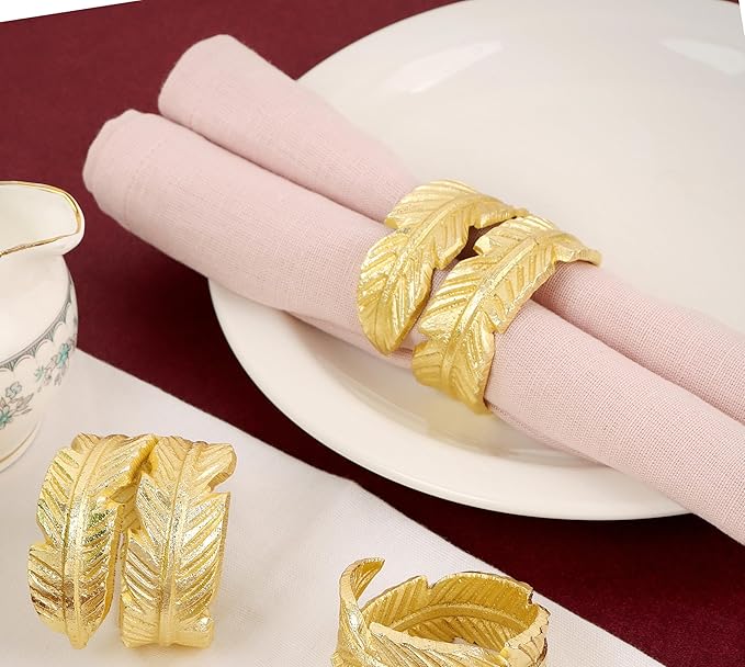 CLEENTABLE Gold Napkin Rings, Napkin Ring Set of 12, Napkin Holders for Dining Table Settings Thanksgiving Metal Serviette Ring Rustic Table Décor for Weddings, Parties, and Everyday Use